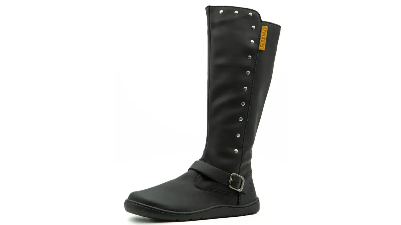 Deditos Barefoot intègre les Flexi Nens 9092-S, des bottes hautes barefoot en cuir au style motard