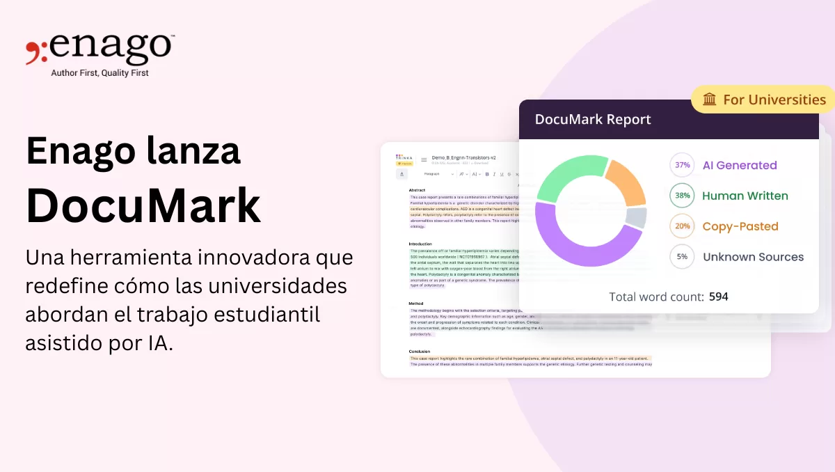 Enago lanza DocuMark: Una herramienta innovadora que redefine cómo las universidades abordan el trabajo estudiantil asistido por IA.